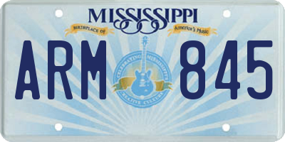MS license plate ARM845