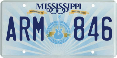MS license plate ARM846