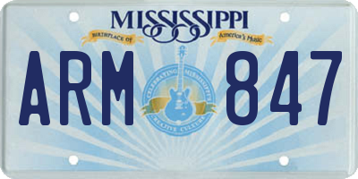 MS license plate ARM847