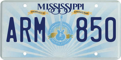 MS license plate ARM850