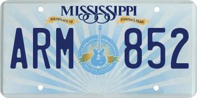 MS license plate ARM852