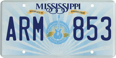 MS license plate ARM853