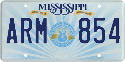 MS license plate ARM854