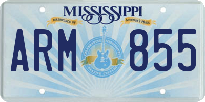 MS license plate ARM855