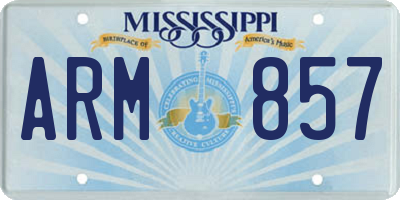MS license plate ARM857