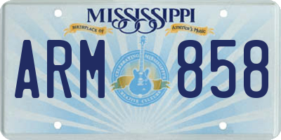 MS license plate ARM858