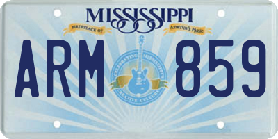 MS license plate ARM859