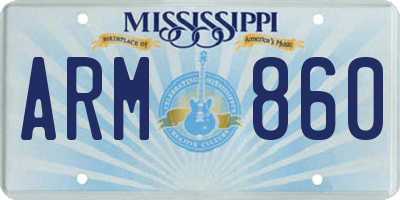 MS license plate ARM860