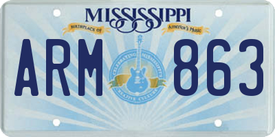 MS license plate ARM863
