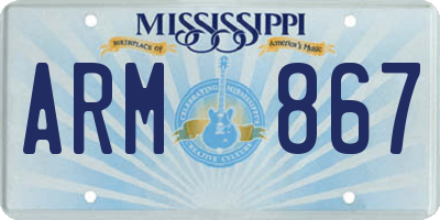 MS license plate ARM867