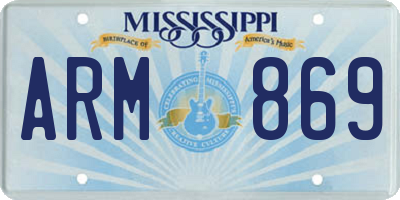 MS license plate ARM869
