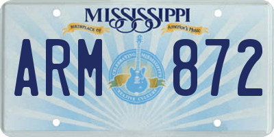 MS license plate ARM872