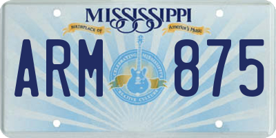 MS license plate ARM875