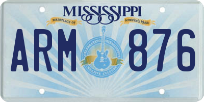 MS license plate ARM876
