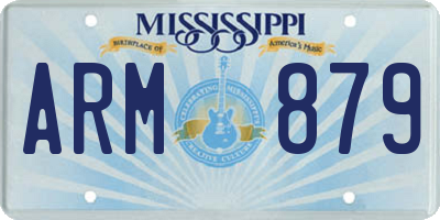 MS license plate ARM879