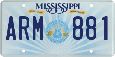 MS license plate ARM881