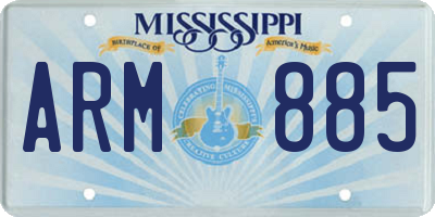 MS license plate ARM885