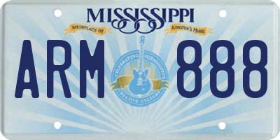 MS license plate ARM888