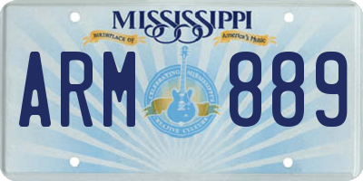 MS license plate ARM889