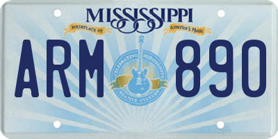 MS license plate ARM890