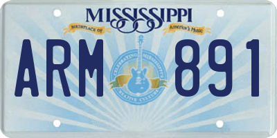 MS license plate ARM891