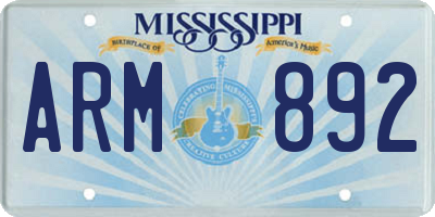 MS license plate ARM892