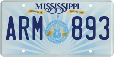 MS license plate ARM893