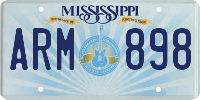MS license plate ARM898