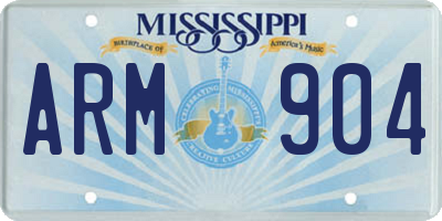 MS license plate ARM904