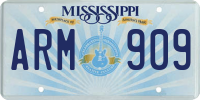 MS license plate ARM909