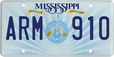 MS license plate ARM910