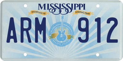 MS license plate ARM912