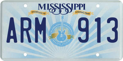 MS license plate ARM913