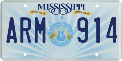 MS license plate ARM914