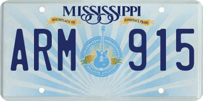 MS license plate ARM915
