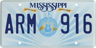 MS license plate ARM916
