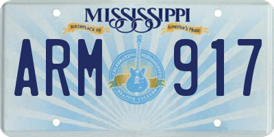 MS license plate ARM917