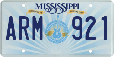 MS license plate ARM921