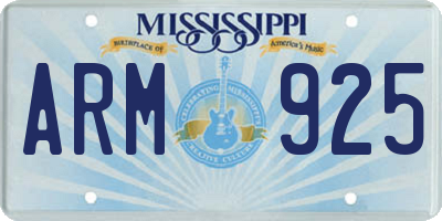 MS license plate ARM925
