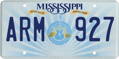 MS license plate ARM927