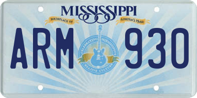 MS license plate ARM930