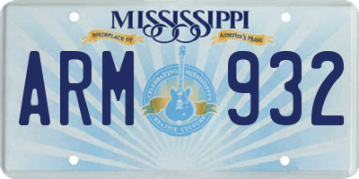 MS license plate ARM932