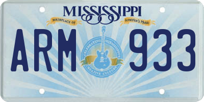 MS license plate ARM933