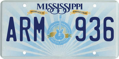 MS license plate ARM936