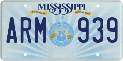 MS license plate ARM939