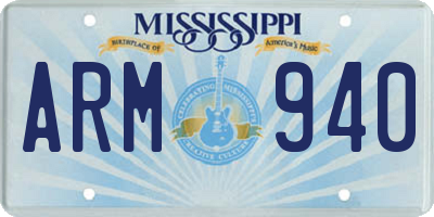 MS license plate ARM940