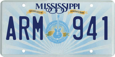 MS license plate ARM941