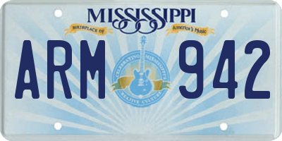 MS license plate ARM942