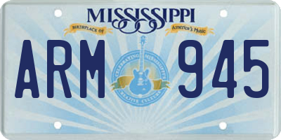 MS license plate ARM945