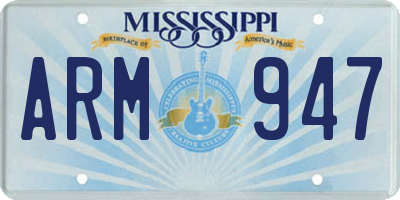 MS license plate ARM947